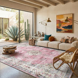 Vintage Rose Boho Rug | Persian-Style Soft Area Carpet
